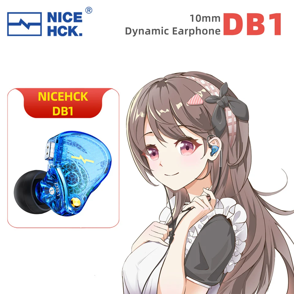 2021 NiceHCK DB1 HIFI In Ear Earphone 10mm Dynamic Music DJ Running Sport IEM Earbud Studio Earplug 0.78mm 2Pin Detachable