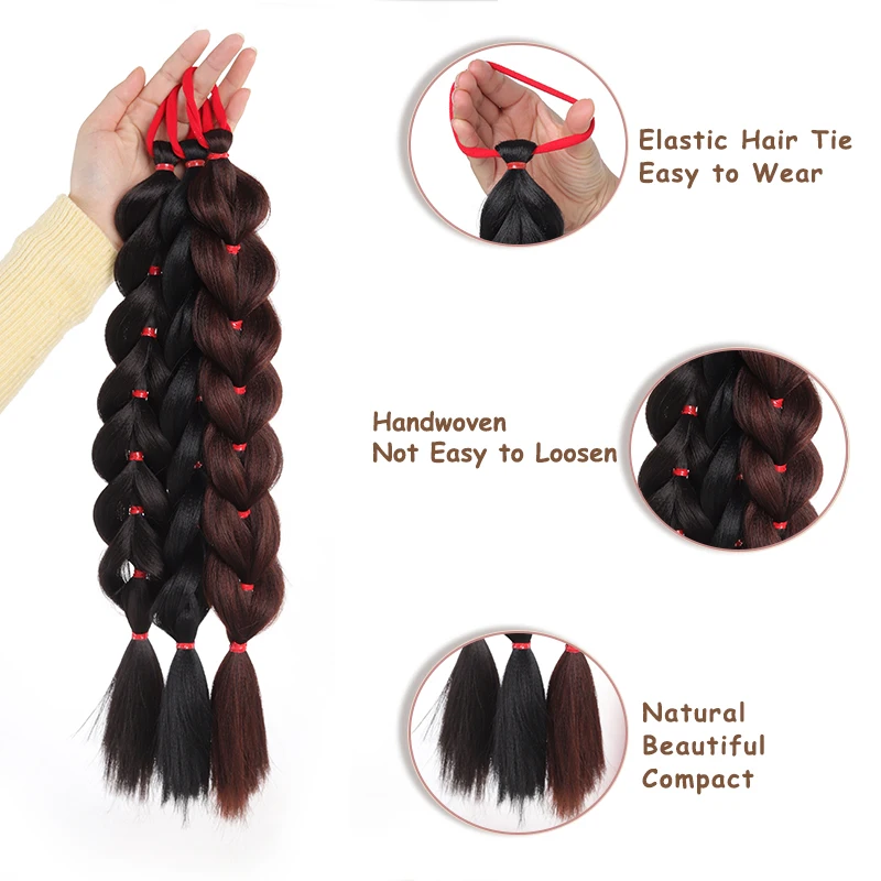 LUPU Synthetic Ponytail Hair Extensions Women LongPonytail Braids With Rubber Bands Heat resistant Hairpieces Braided Ponytail