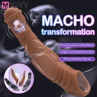 Vibrator für Männer Penis Vergrößerung Hülse Verzögerung Ejakulation Cock Ring Wiederverwendbare Comdom Penis Extender Erwachsene Sex Spielzeug Für Männer 1