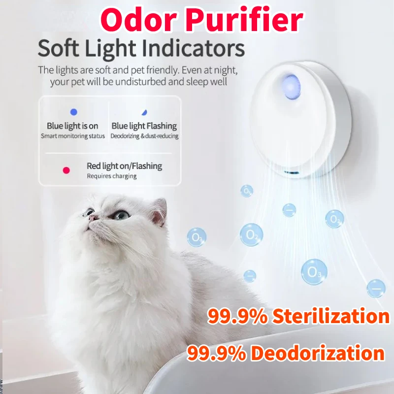 2600mAh Smart Cat Odor Purifier For Cat Litter Box Deodorizer Automatic