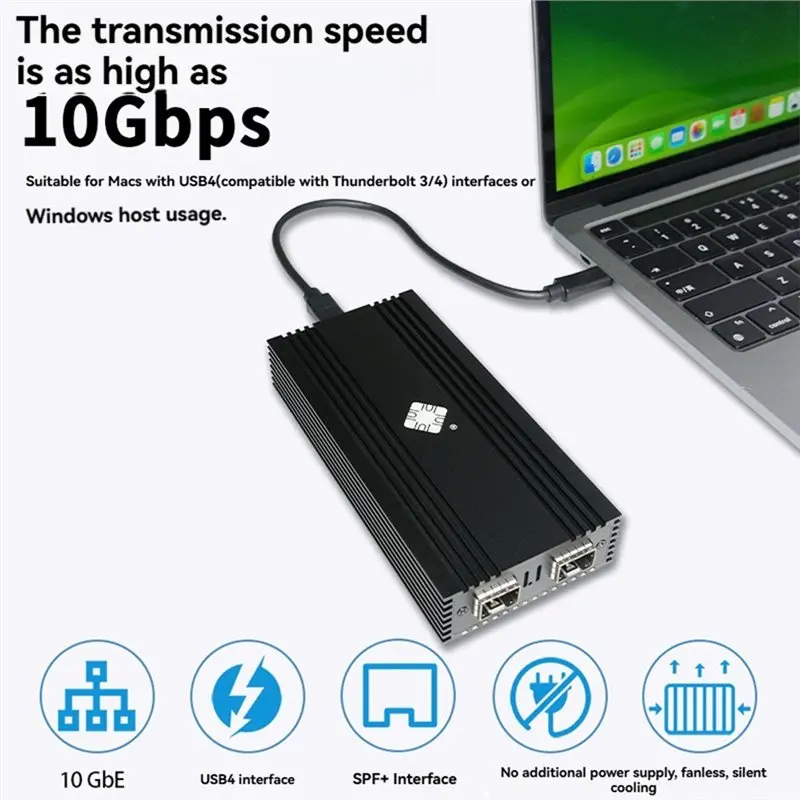 Thunderbolt 5/4/3 10G SFP+ USB4 이더넷 네트워크 어댑터용 듀얼 포트 82599ES 칩+ 2Xsfp+ 10G LR 1310Nm 10KM 광학 모듈