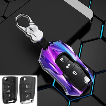 패션 자동차 키 케이스 풀 커버 포브, VW 폭스바겐 골프 7 MK7 티구안 MK2 시트 아테카 레온 FR 2 이비자 스코다 옥타비아용