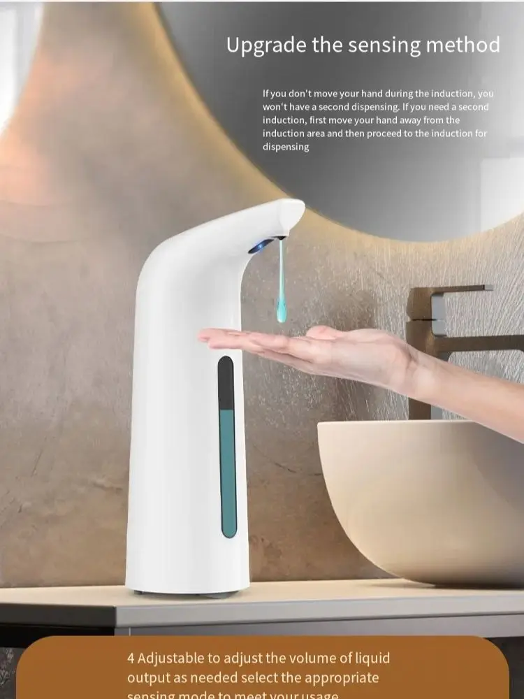 400ML Battery-Operated Automatic Soap Dispenser For  Bathroom 4-Speed Adjustable Touchless Sensor Gold Silver Hand Sanitizer