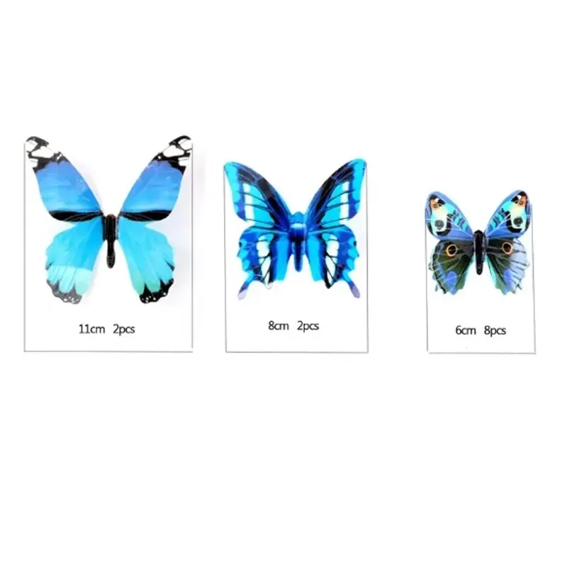 Butterfly Wall Decor 12 Sets 1 Gift Three-Dimensional Attachment Refrigerator Attachment Color Print Living Room Home