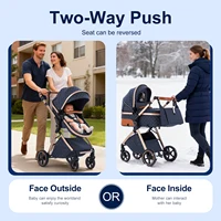 Poussette de luxe 3 en 1 pour bébé, landau Portable pliable, voiture de paysage haut pour nouveau-né, poignée réglable, voyage 5
