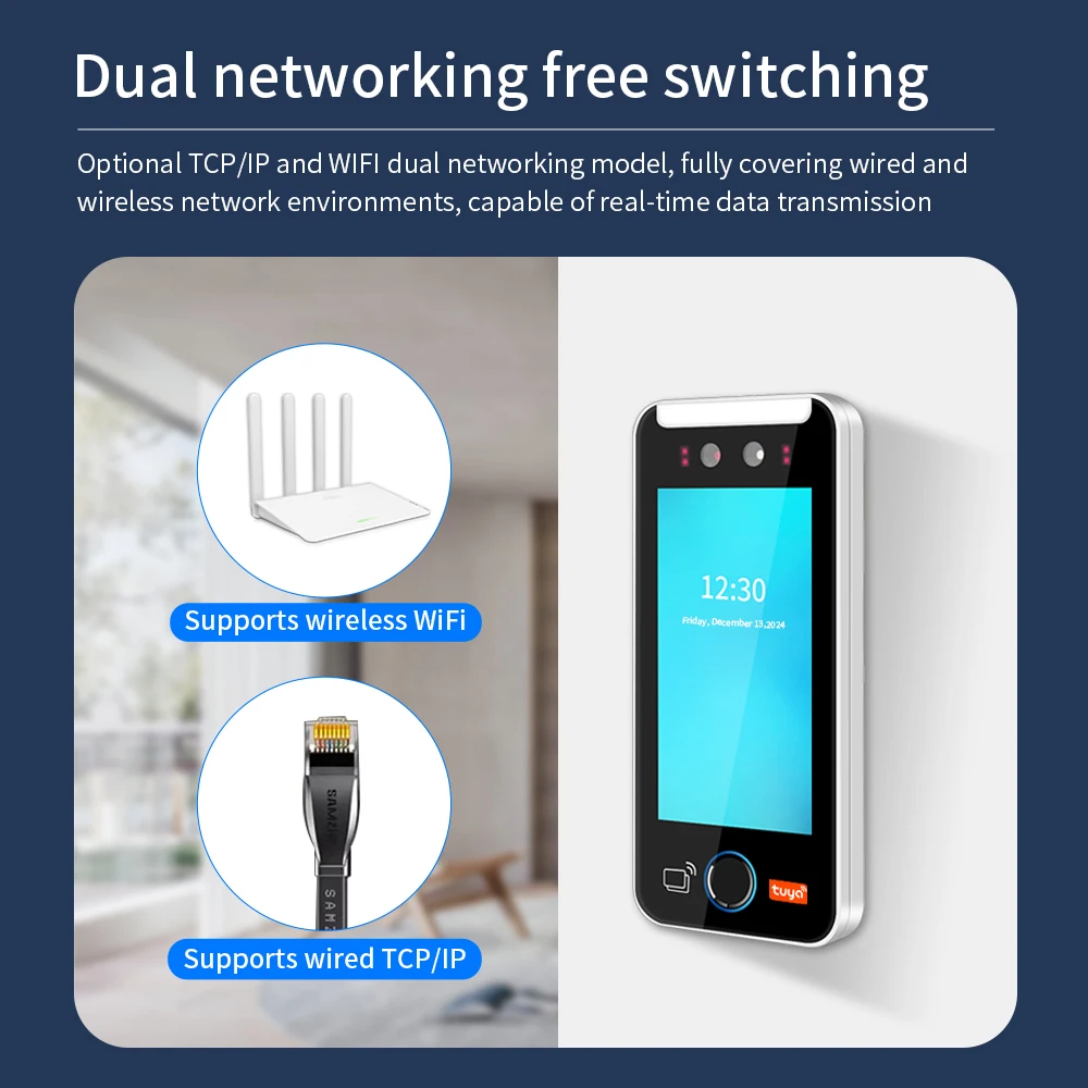5000 User 5 Inch Touch Lcd 2MP Camera Biometric Face Recognition Wifi Access Control Employee Time Attendance Free Cloud API MQT face recognition access control