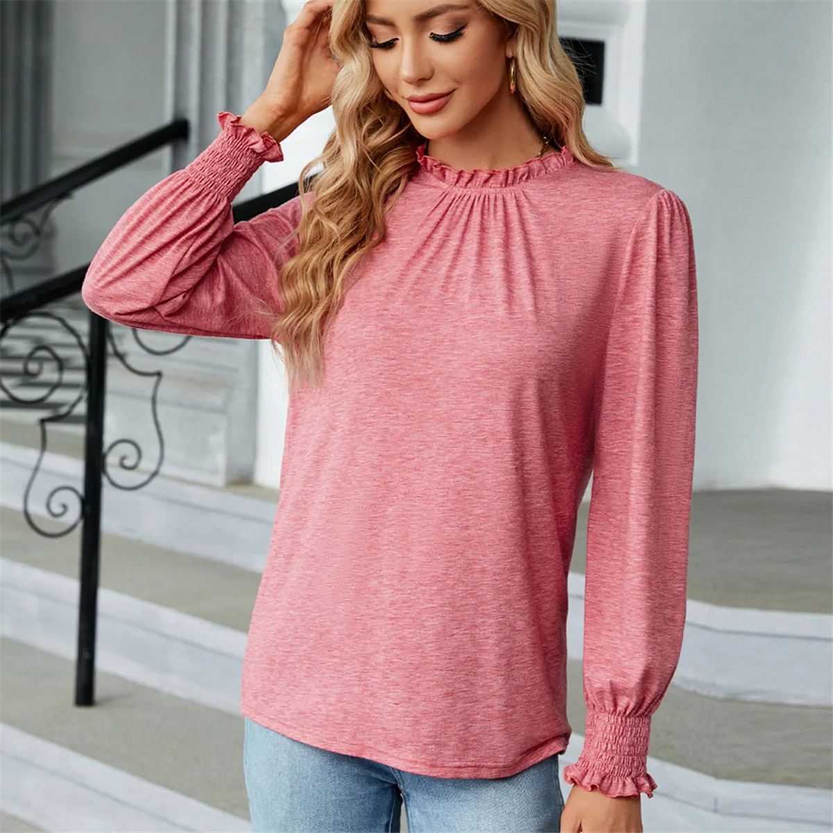 

Woman Clothing T-shirt Women's Top Fashion Blouse T Shirt Pullovers Long Sleeve Sweatshirt Black Pink Female Clothes for Women