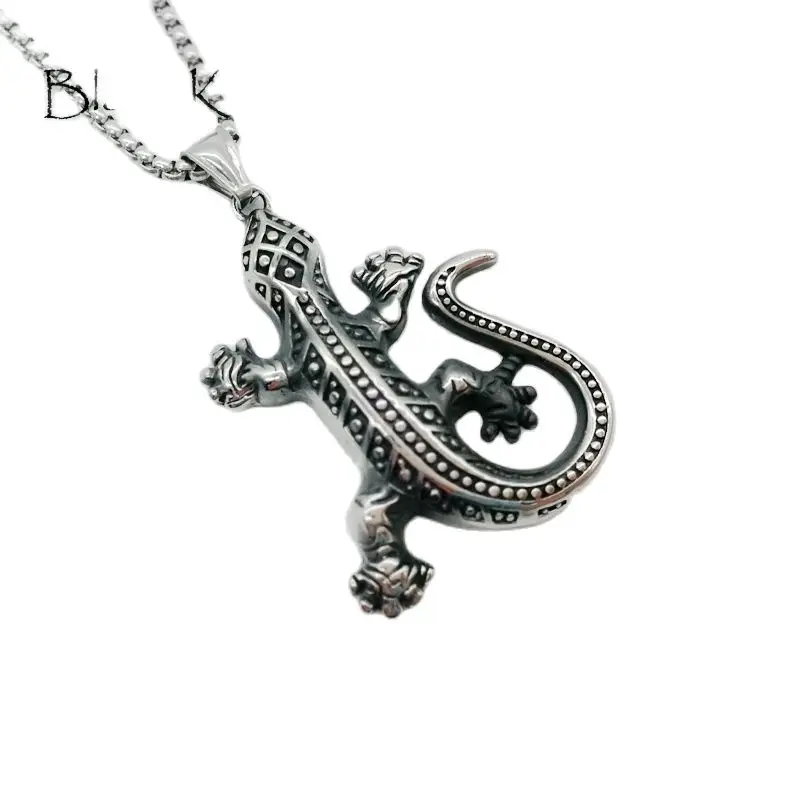 

2024 New Animal wall gecko Pendant necklace 316L stainless steel wall gecko Lizard necklace personal jewelry necklace BLKN0657