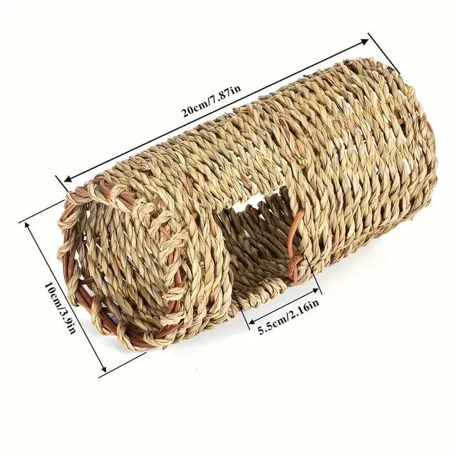 Woven Grass Hideout Tunnel For Hamsters Guinea Pigs Gerbils Chinchillas
