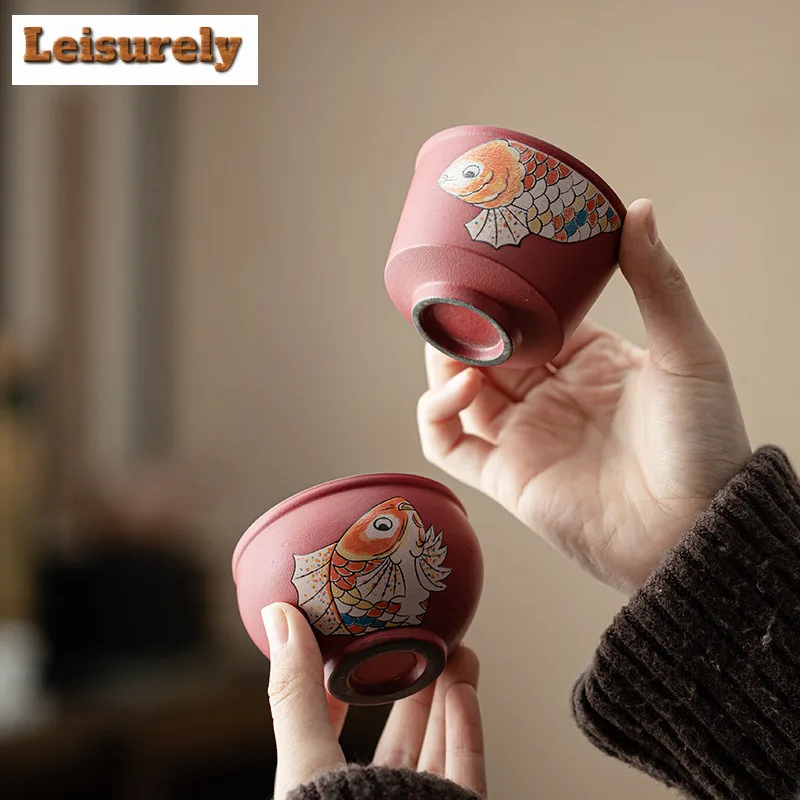 Red Festive New Year Fish Tea Set Complete Set Handmade Tea Ceremony Set Teapot And Tea Cup Set Teaware Accessories Ornaments