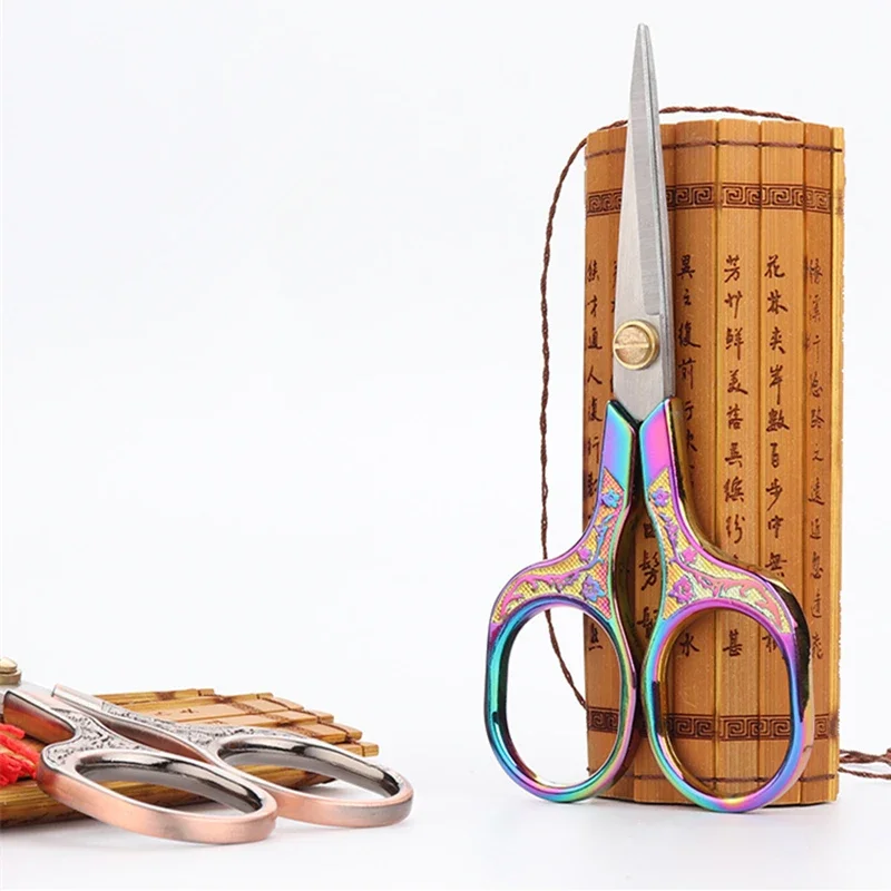 레트로 Zakka 스테인레스 스틸 빈티지 가위 바느질 문구 손질 커터 자수 크로스 스티치 원사 스레드 도구 가위