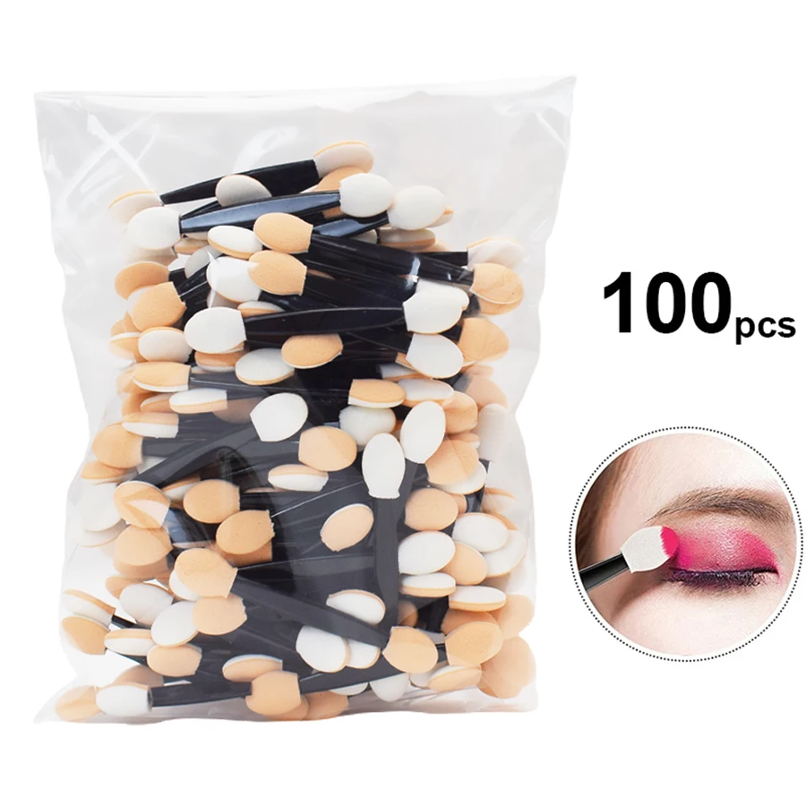 Makeup Brush Set Makeup Brush Makeup Tool Set Makeup Tool 10/30/50/100Pcs/ Bag Small Portable Eyeshadow Applicators In Bulk Double Sponge Eye Shadow Brush