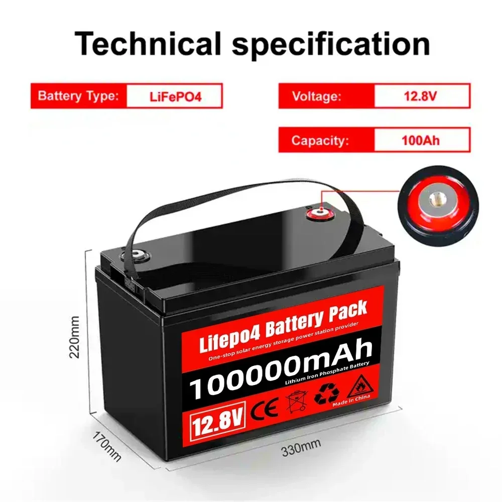 

Brand New 12V 200Ah 100Ah LiFePO4 Battery 12.8V Lithium Iron Phosphate Suitable for RV Campers Off-road Solar Battery Pack