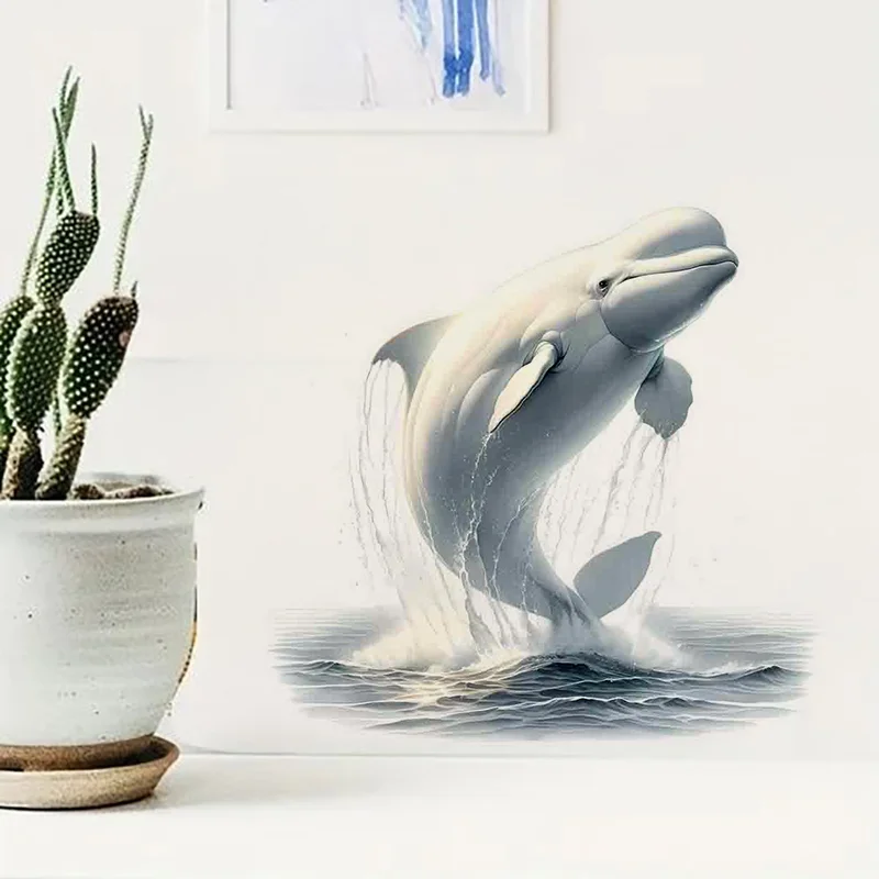 90627# Beluga Whale Wall Decal Reusable Sticker for Living Room Aesthetic Room Decoration Easy to Beautify Your Home