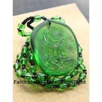 GOOD LUCK pocket travel efficacious Mascot Bless Safe Green Tara Guanyin Buddha Avalokitesvara Crystal Pendant Buddhist Amulet 1