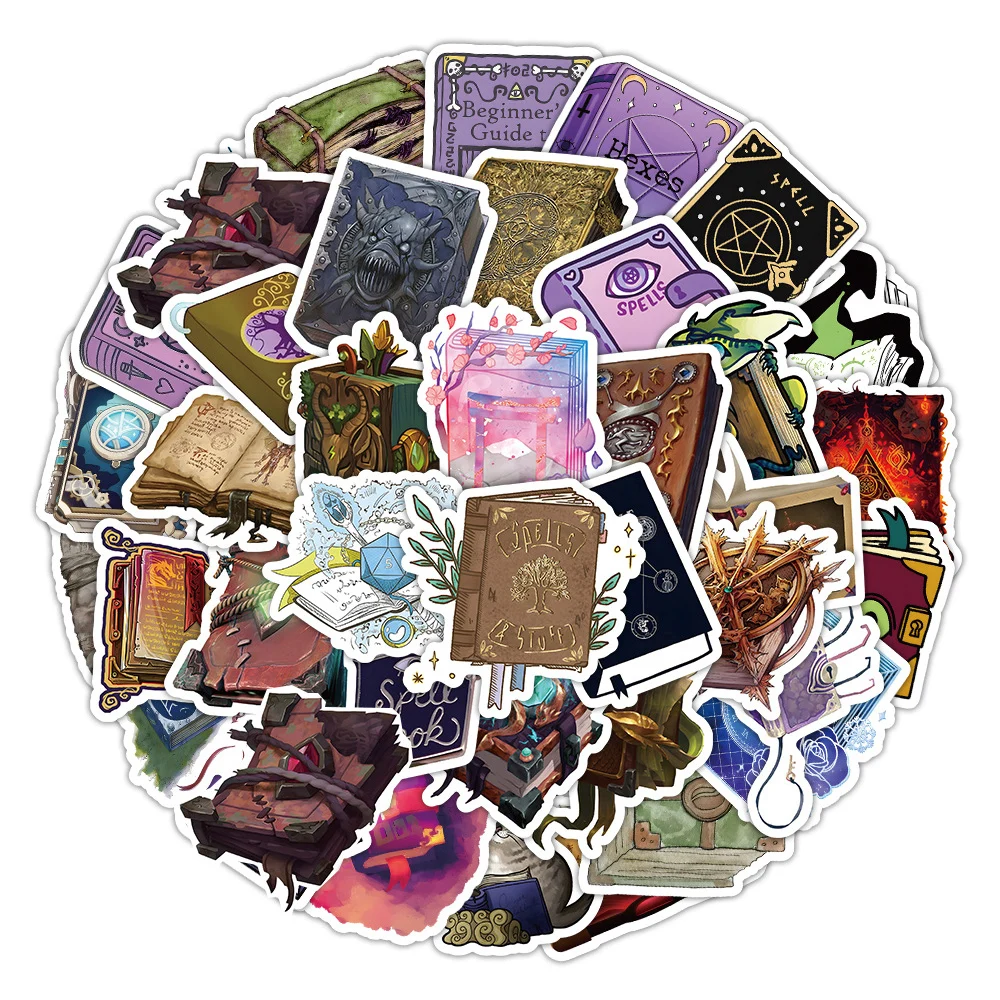 

10/30/50pcs Cool Retro Magic Book Anime Stickers Decals Skateboard Laptop Luggage Car Phone Diary Decoration Sticker Kids Toys