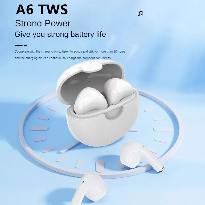 Air A6 True Wireless Headphones Con Microfono Fone Auricolari Bluetooth Sport Running Headset Per Apple Iphone Xiaomi A6 Tws Earbuds