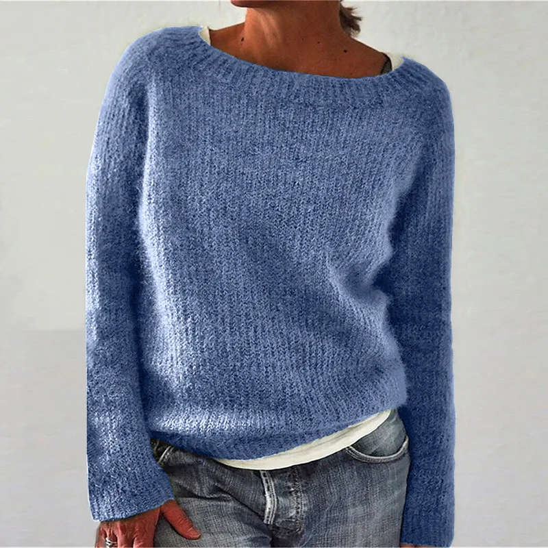Women Autumn Winter Casual Solid Pullover Knitwear