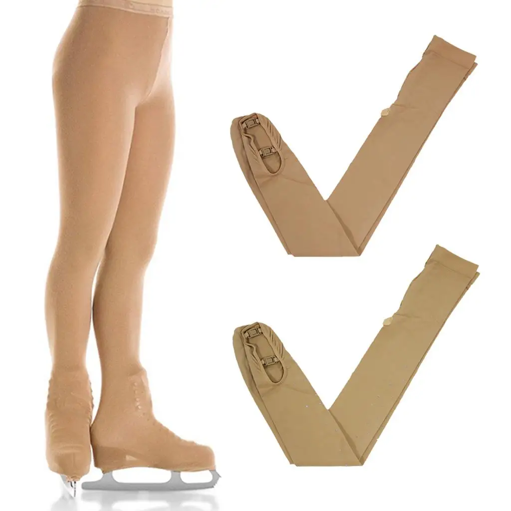 Women Girls Ice Skating Tights Over-boots Leggings Stocking Stretchy Bottom