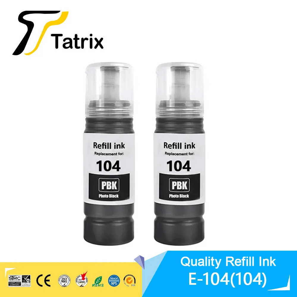 Ink Refill Tatrix 104 Premium Color Compatible Bulk Bottle Water Based Refill Ink For Epson ECOTANK ET-2821/ET-2825/ET-2826/ET-2830 Printer