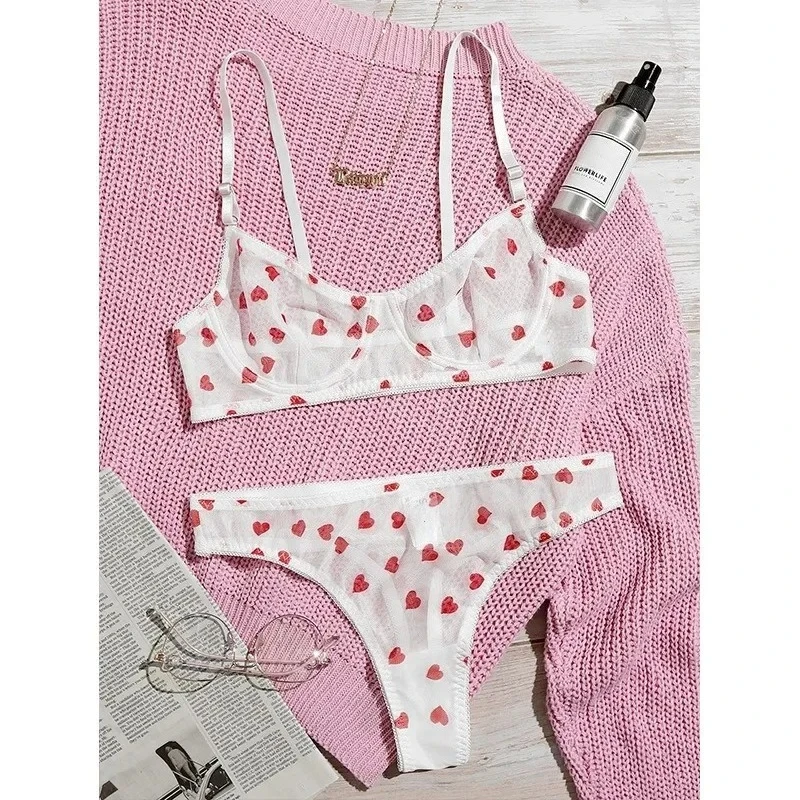 Ensemble de lingerie transparente pour femmes, sous-vêtements féminins, shorts de corps, soutien-gorge push-up, sous-vêtements sexy
