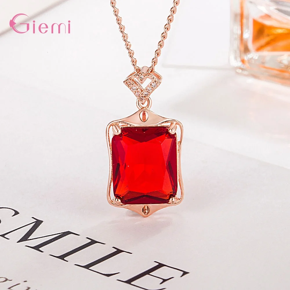 

Новое ожерелье с подвеской с крупным кристаллом геометрической формы прямоугольной формы из циркония модное женское ожерелье на Рождество Новый год подарок на день рождения ювелирные изделия