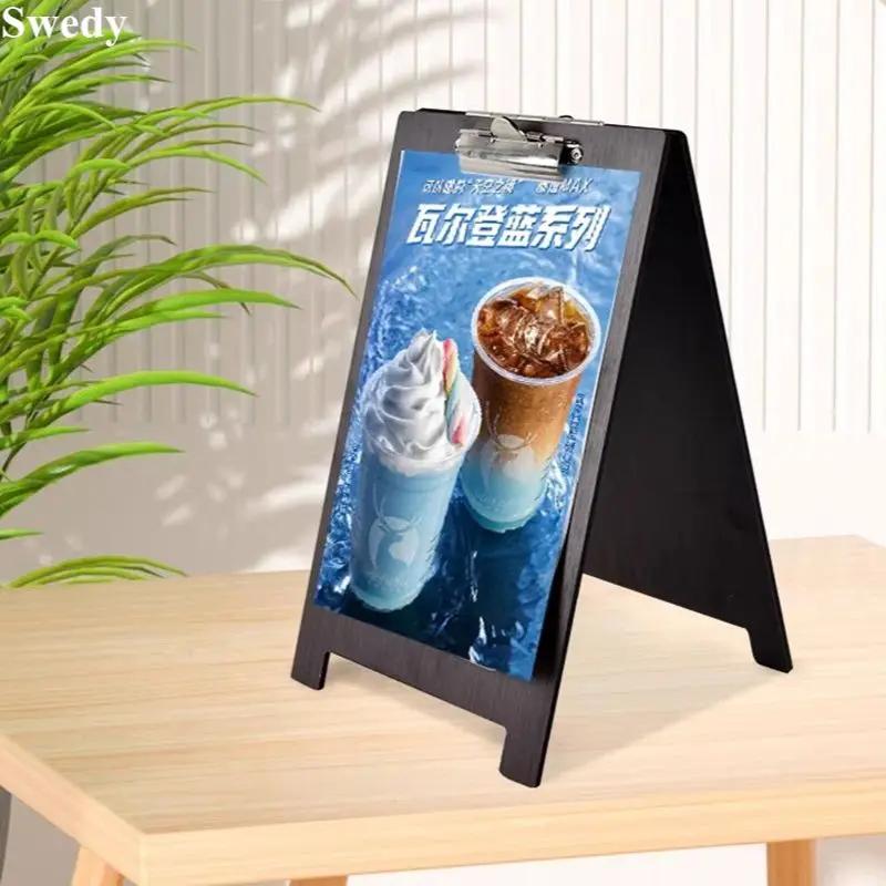 A5 148x210mm Double Side Wood Menu Paper Price Listing Holder Clip Board Writing Clipboard Sign Holder Display Stand a4 restaurants weddings table number chalkboard beard sign removable chalk board stand menu price listing display board