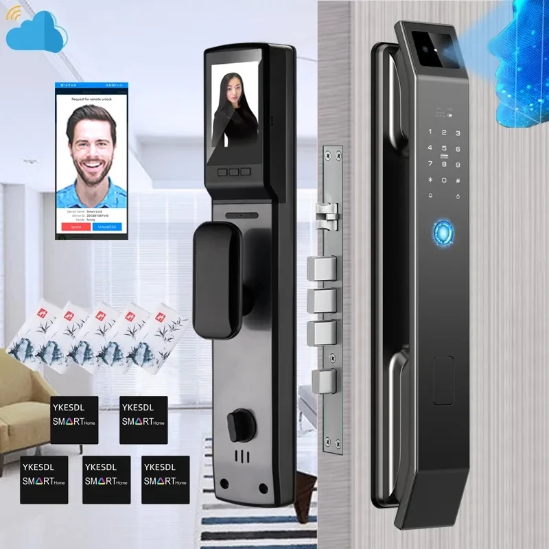 Tuya App 3D Riconoscimento Facciale Smart Door Lock, Telecomando Citofono Vocale Serratura Elettronica Password Lock