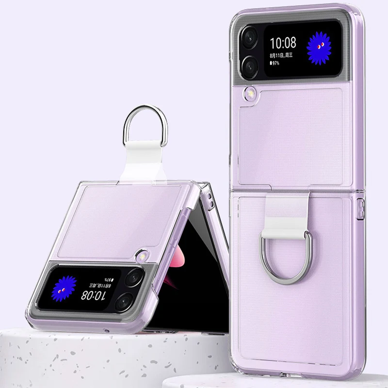 Galaxy Z Flip 3 Phone Case, Clear Protective Cover with Ring, Heavy Duty,  Shockproof Smartphone Protector, US Version, Transparent