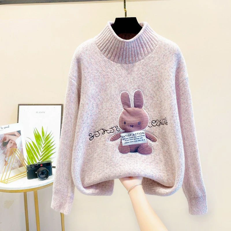 

Chenille Artificial Mink Hair Patch Bugs Bunny Idle Style Korean Style Thick Sweater Female Winter Sweater