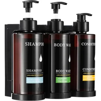 Soap Dispenser Set No Drill Wall Mounted 3 Chamber Shampoo Shower Gel Liquid Soap Dispenser for Bathroom Hotel Commercial Use​