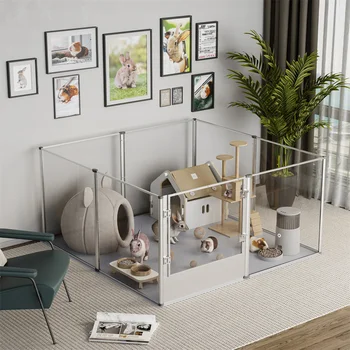 Extra Large Dog Playpen Acrylic Enclosure Pet Animal Bunny Ferrets Dog Fence Cage Pet Whelping Box with Waterproof Fertility Pad 2