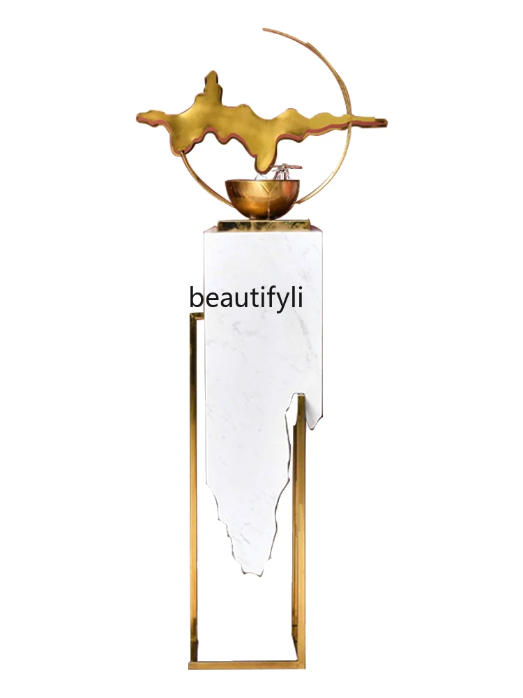 

New Chinese Style Living Room Interior Fortune Furnishings Floor Flowing Water Ornaments Modern Light Luxury Circulating Water