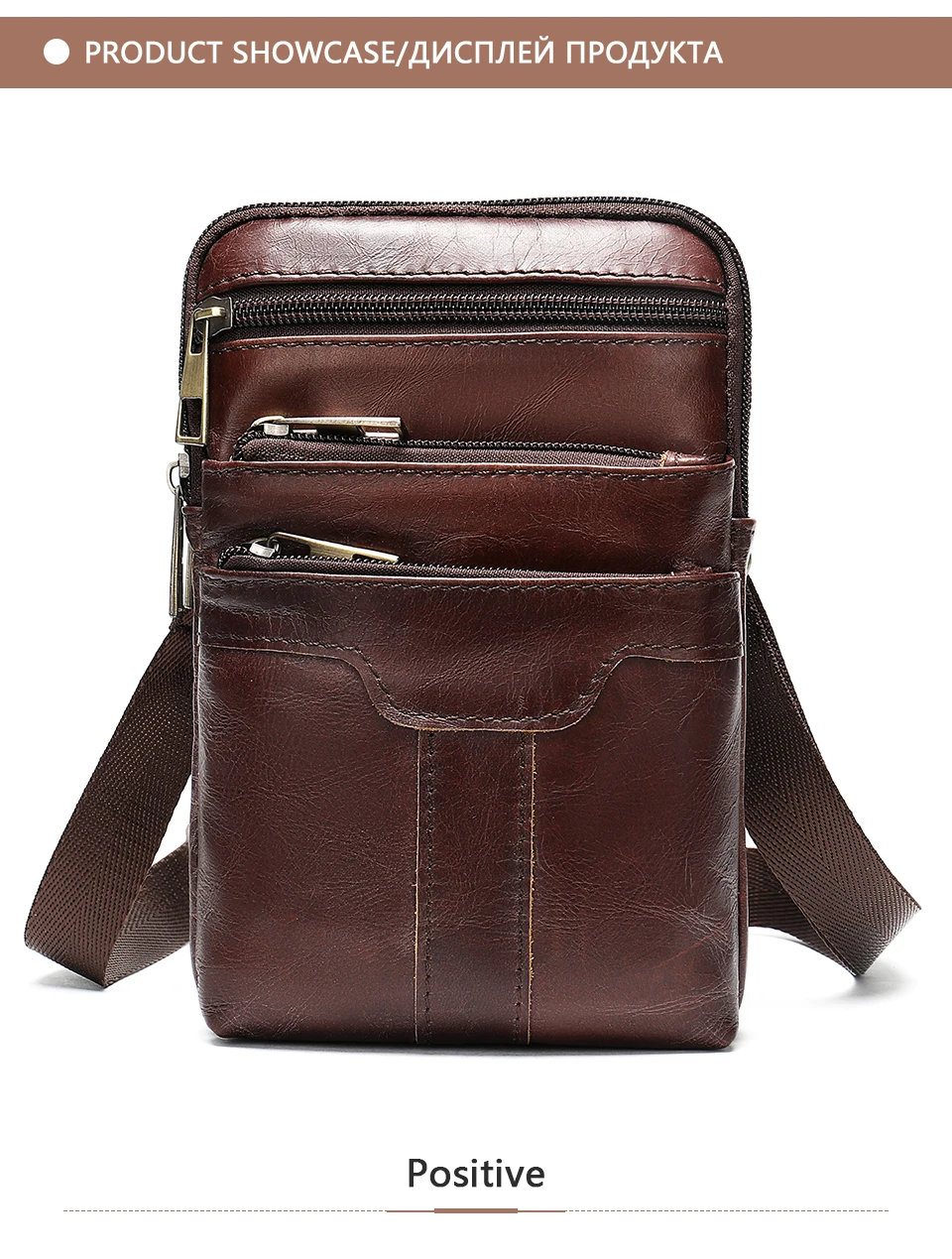 couro pequeno para homens crossbody casual cintura