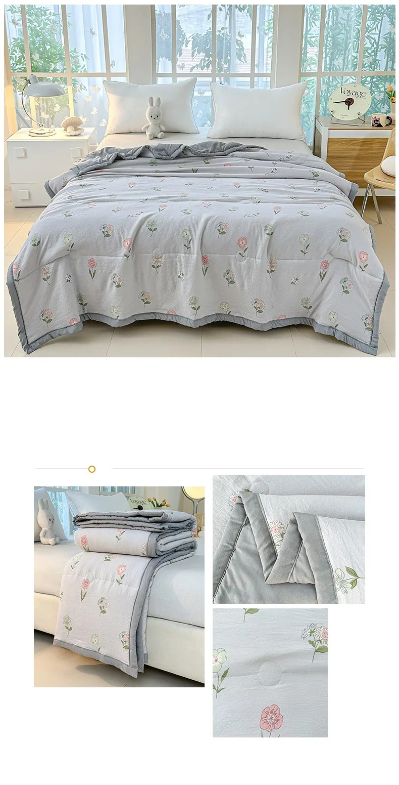 1pc Printed Thin Duvet Simple Style Quilts for Summer Soft Bedspread Adults Kids Room Comforter edredones (No Pillowcase)