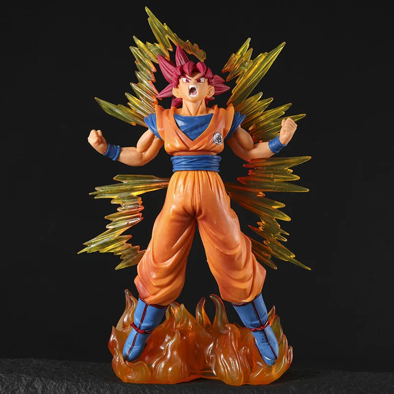 

24cm PVC Seven Dragon Ball Handmade Anime Cartoon Saiya Red Hair Monkey King Toy Decoration Anime Surrounding Model Sculpture