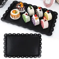 1Pc Serving Trays Rectangle Dessert Tray Plastic Platters Flat Cookie Cupcake Serving Tray Birthday Tea Party Wedding Decor 1