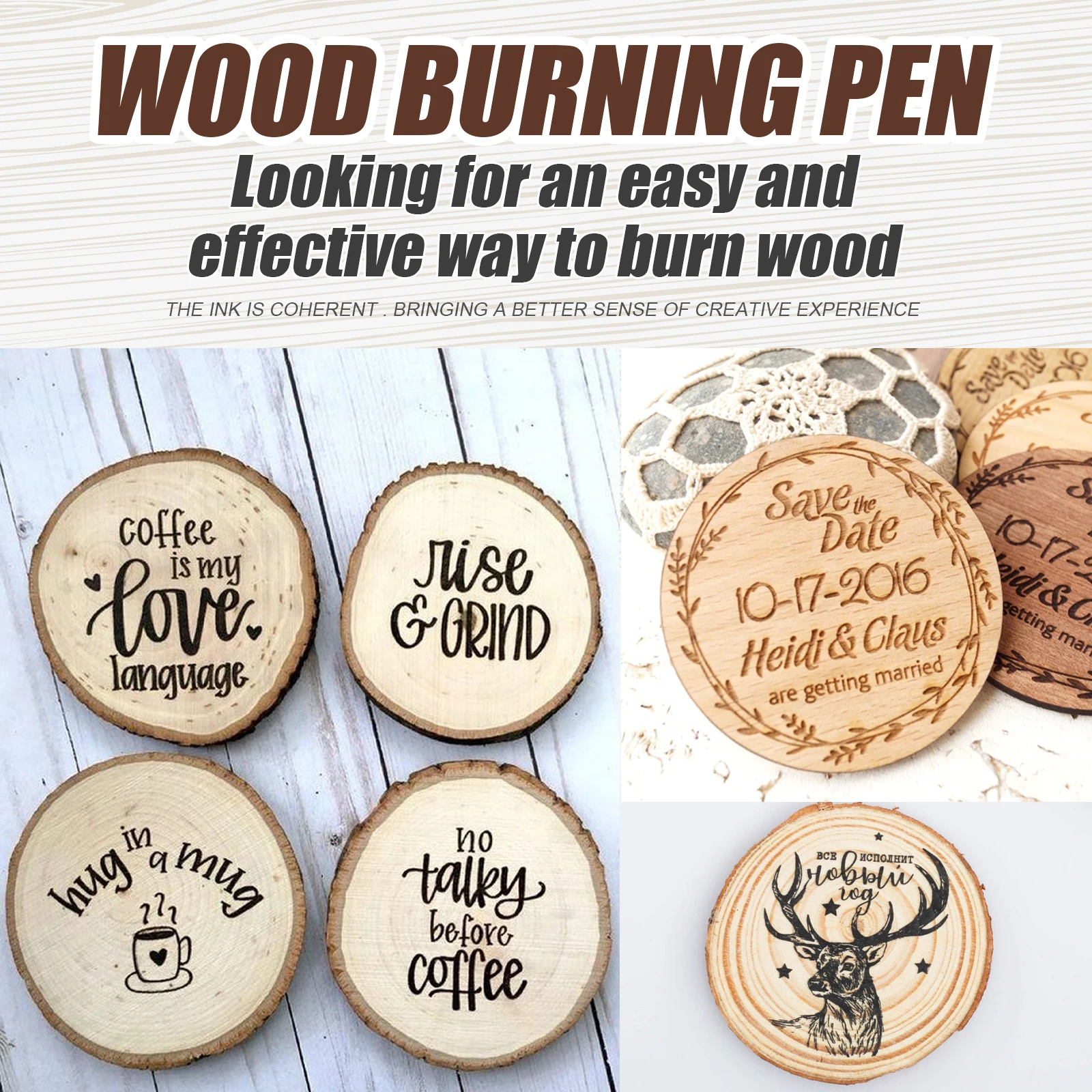 3/6/9Pcs Burning Pen Scorch Pen Marker Wooden Branding Coaster Cutting Board Hand DIY Design Burning Pyrograph Art Supplies