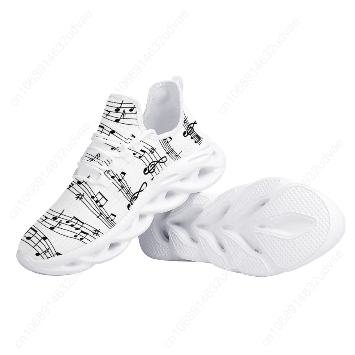 Women's Running Sneakers Musical Note Print Ladies Casual Cushion Mesh Shoes Shock Absorption Tennis Plus Size 35-46