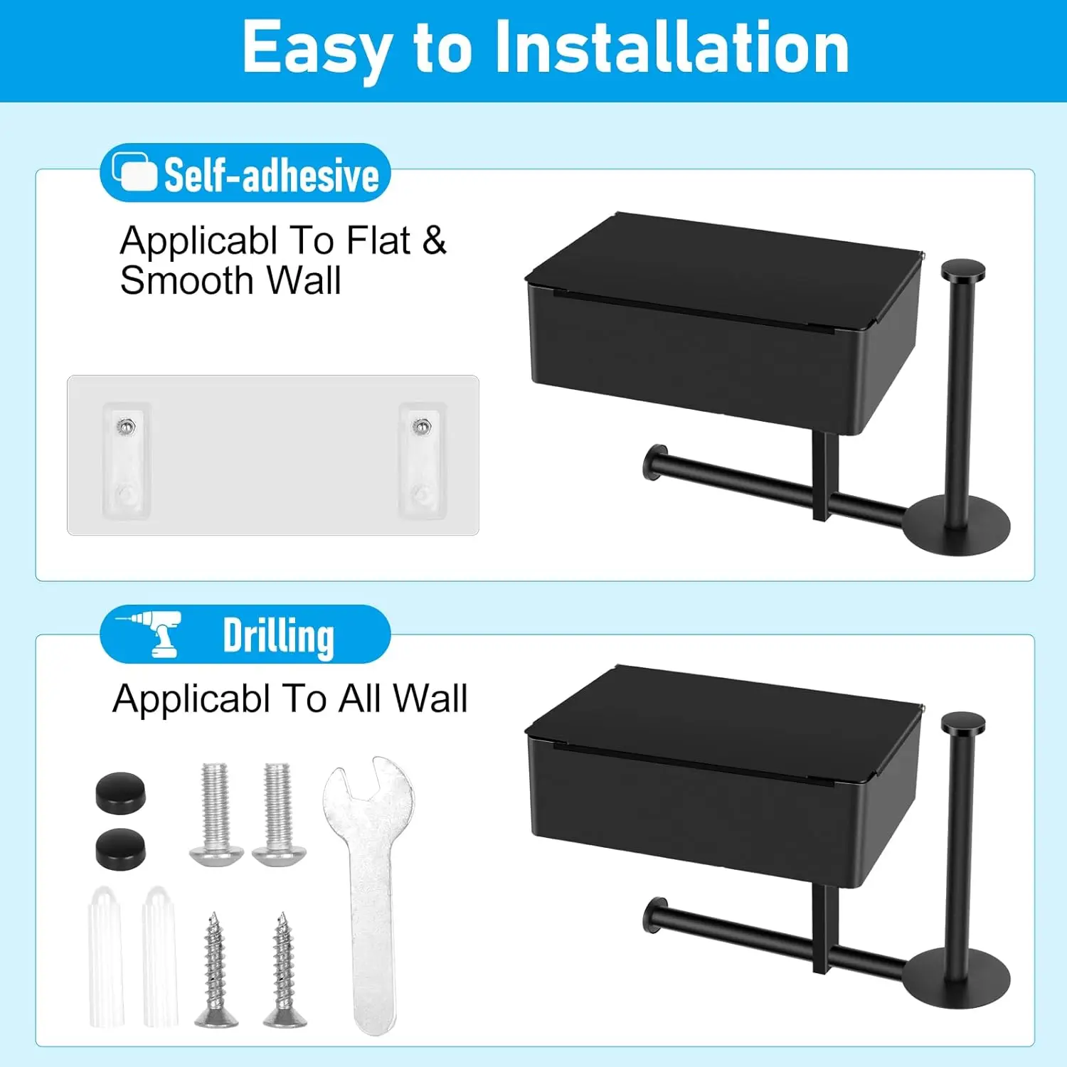 Toilet Paper Holder with Storage Shelf, Three Roll Bathroom Toilet Tissue Holder, Stainless Steel Toilet Paper Roll Holder 5