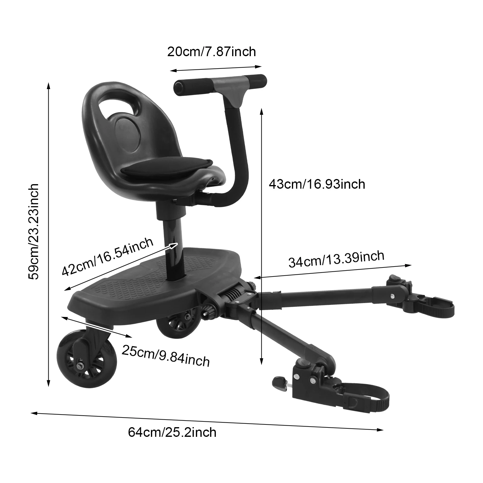 2-in-1 Universal Stroller Ride-On Board with Removable Seat,