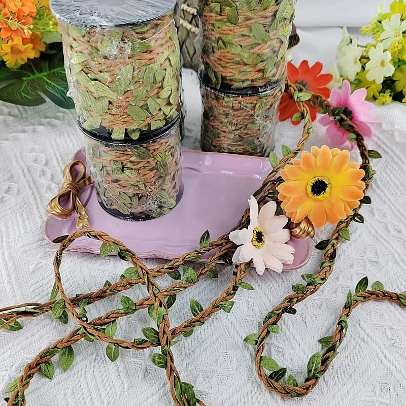 

10M Jute Rope Leaf Shaped Ribbon DIY Gift Wrapping Jute Twine Burlap Rustic Wedding Decoration Event Festival Party Supplies