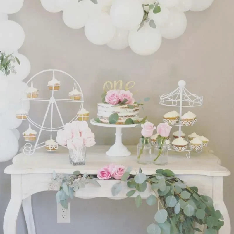 Wedding White Table Cake Cupcake Dessert Display Tray Party Decor Cake Stands for Kids Birthday Party Decorating Bakeware