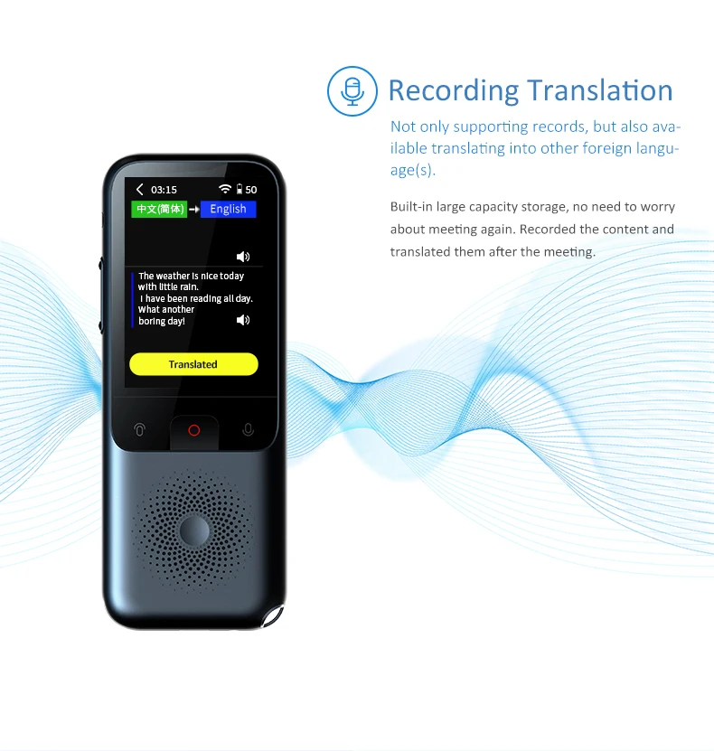 Intérprete portátil traductor de voz inteligente de alta precisión 138  idiomas en tiempo Real para el aprendizaje de idiomas Eign ANGGREK
