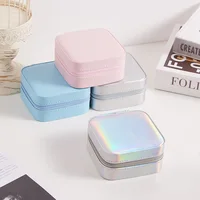 Jewelry Travel Case with Mirror,Small Travel Jewelry Organizer, Portable Jewelry Box Travel Mini Organizer Portable Display 1