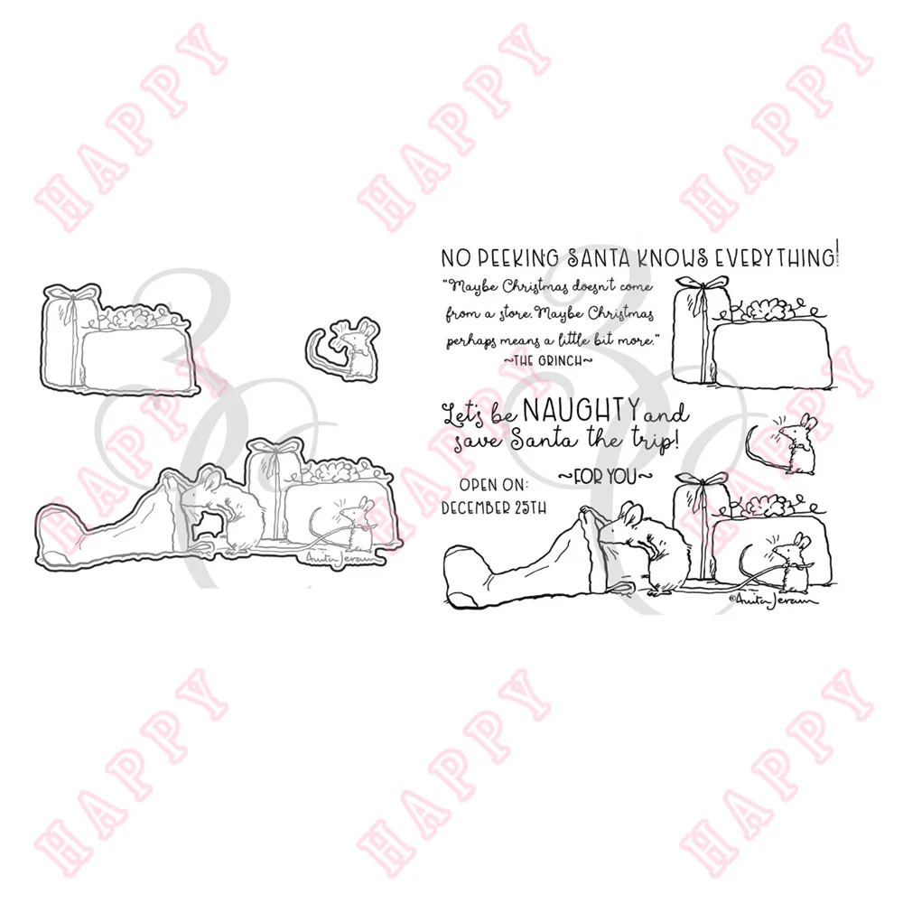 

Sneaky Mice Christmas Metal Cutting Dies And Stamps For DIY Scrapbook Diary Decoration Paper Craft Embossing Template Handmade