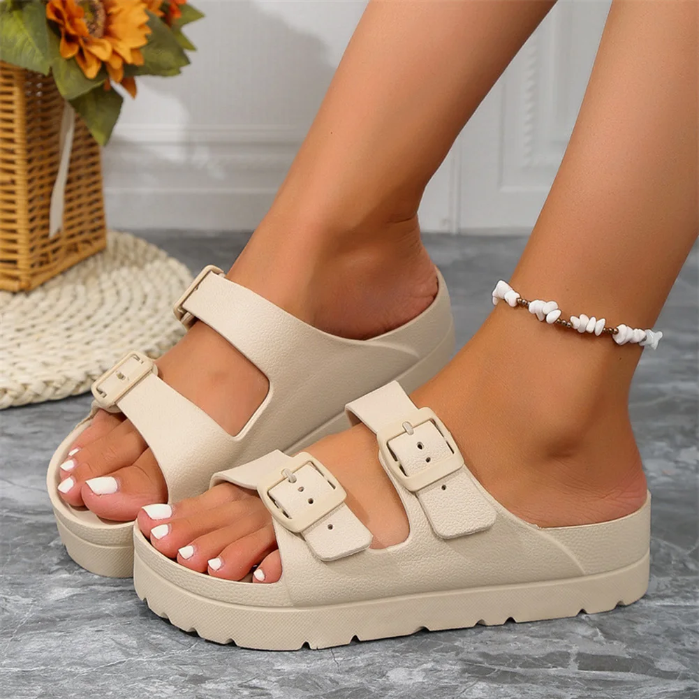 Summer Women Slipper Outdoor Beach Sandals EVA Platform flip flops For House Slides buckle Soft Thick Sole Sandals 2