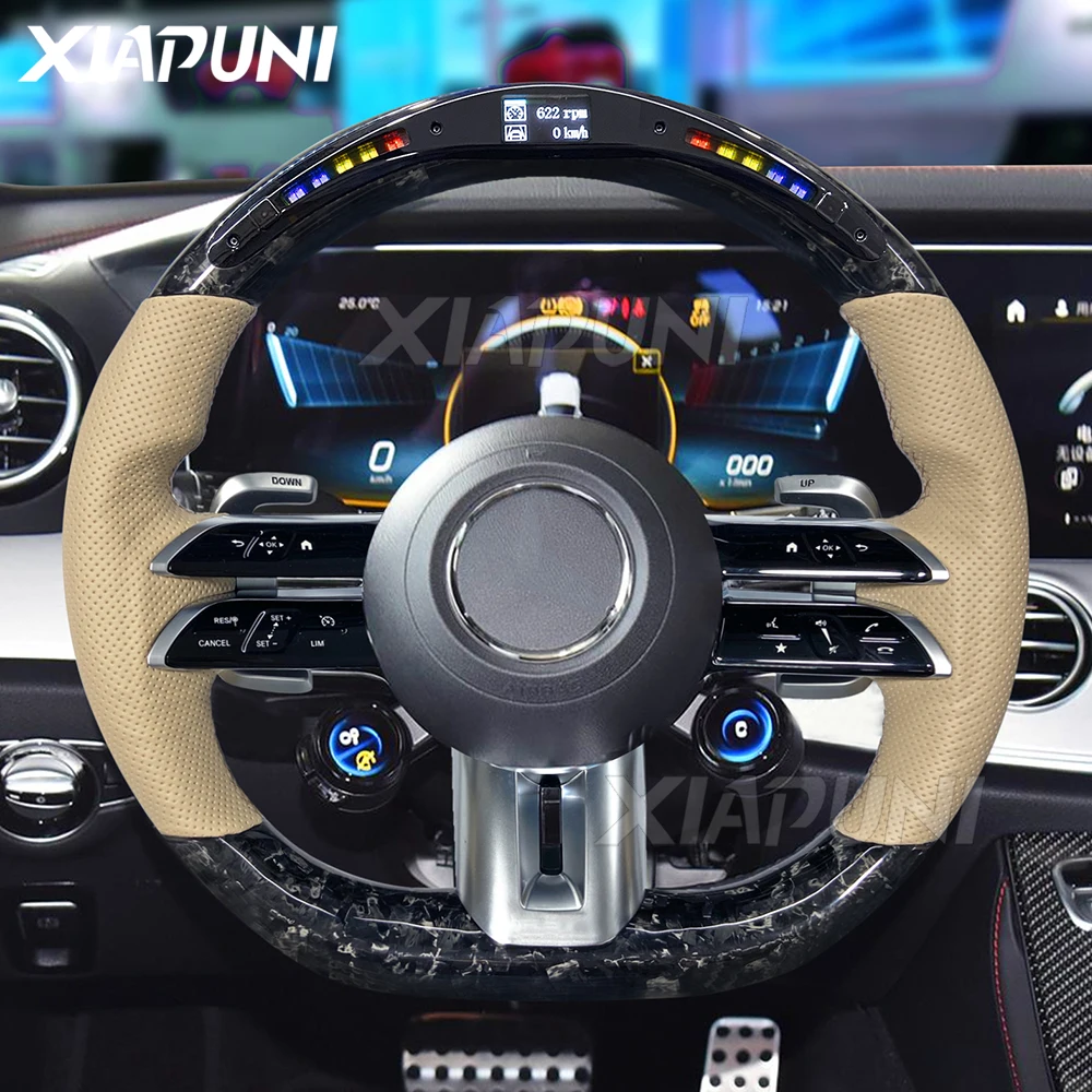 LED Carbon Fiber Steering Wheel For Benz Mercedes AMG SL 2022 /GLC 2023 /EQS 2022/ E