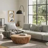 Solid Mango Wood Modern Industrial 34 Inch Wide Drum Coffee Table in Natural, Fully Assembled 2