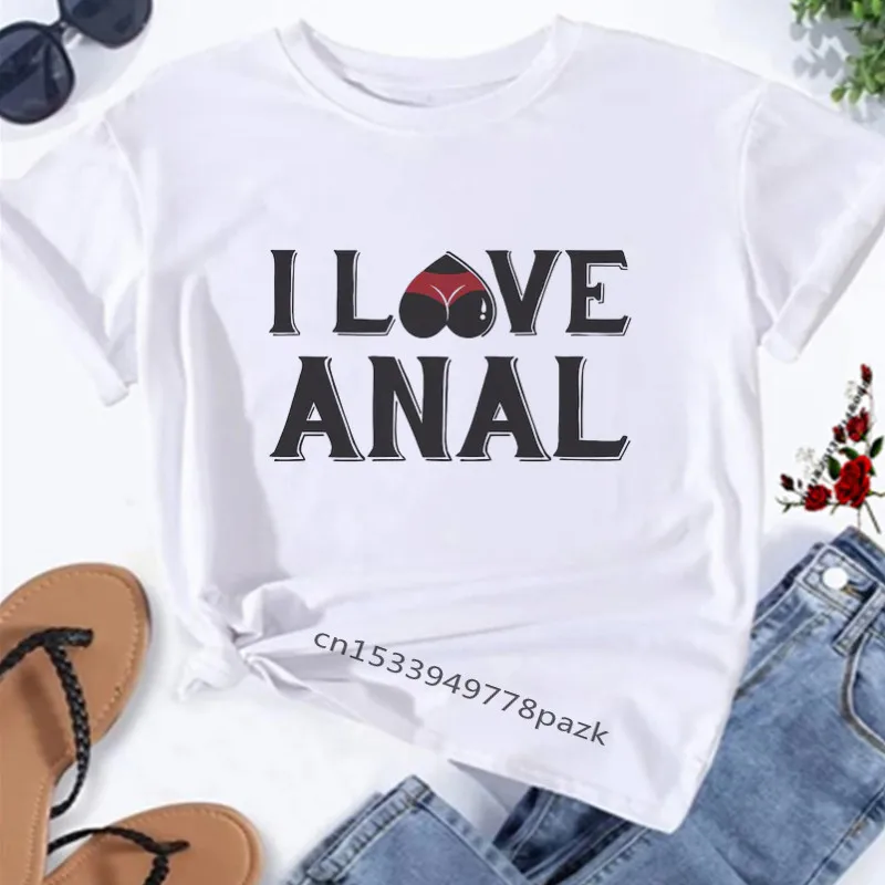 Fashion Russian Letter Print T-shirt with Anal shirt Funny Women T